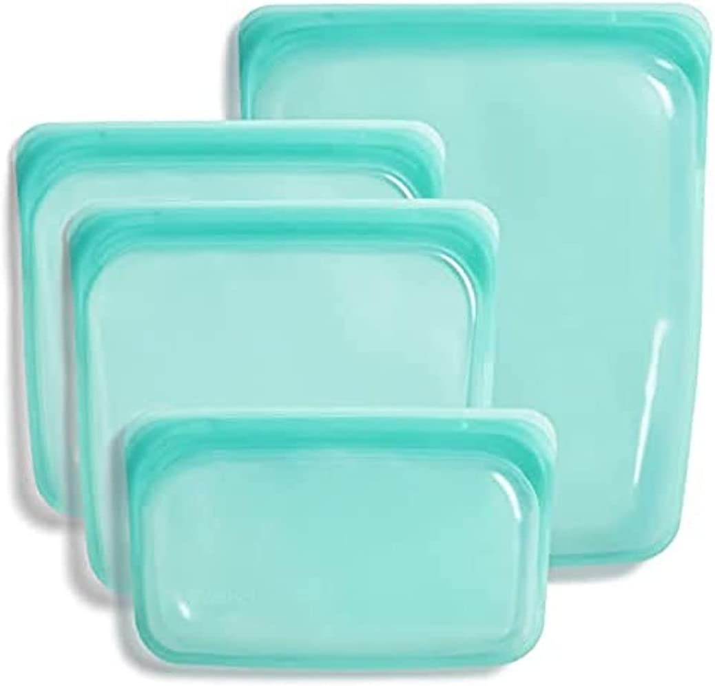 Stasher Reusable Silicone Storage Bag, Food Storage Container, Microwave  and Dishwasher Safe, Leak-free, Bundle 4-Pack Small, Aqua