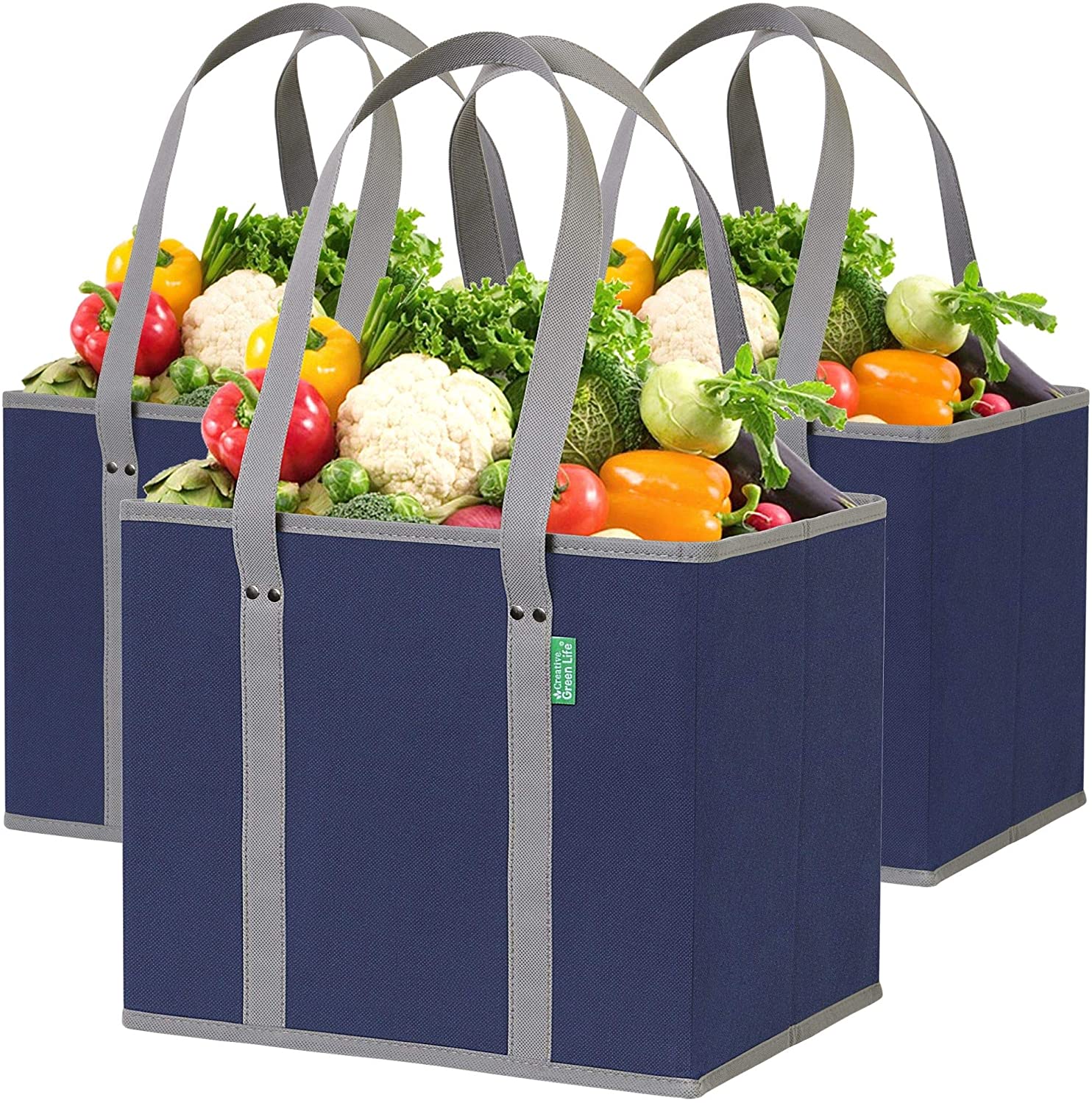 Canvas Grocery Bags Reusable Washable Organic Cotton Shopping Bags With  Handles 3 Pack With 3 Produce Bags 
